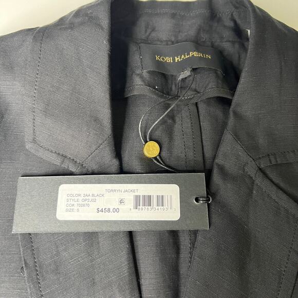 Kobi Halperin Black Lined Linen Blazer NWT- S - Picture 4 of 8